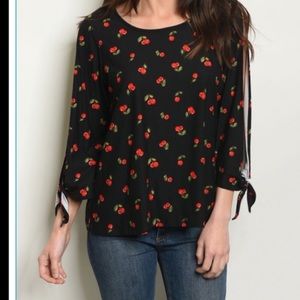 “Cherry on Top” black blouse